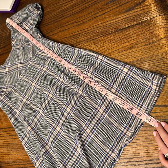 Altar'd State Plaid Puff Sleeve Mini Dress S Cottagecore Babydoll Style Peasant - Picture 8 of 10